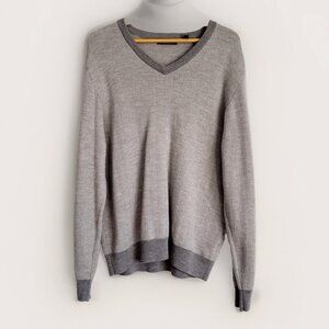 Williams & Kent Mens XXL Sweater Gray Merino Wool V-Neck Urban Minimalist